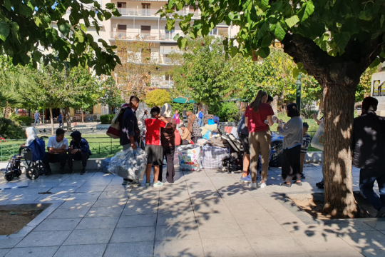 πρόσφυγες στην πλατεία Βικτωρίας